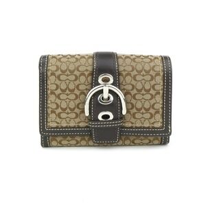 Coach Soho Signature Khaki Brown Mini C Small Trifold Wallet